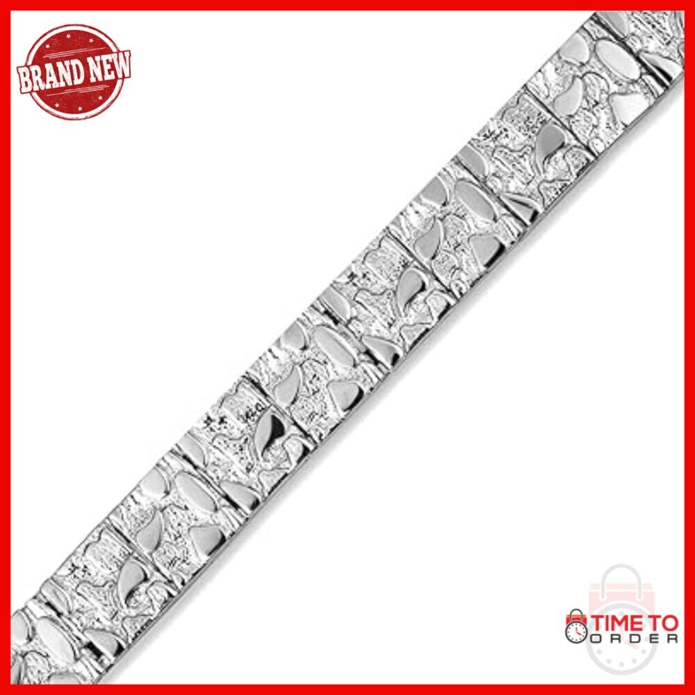 Sterling Silver Textured Nugget Link Bracelet Modern Elegance Daily Wear